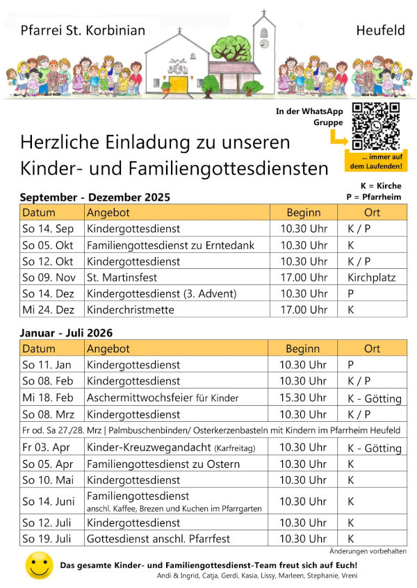 Kindergottesdienste in Heufeld Programm