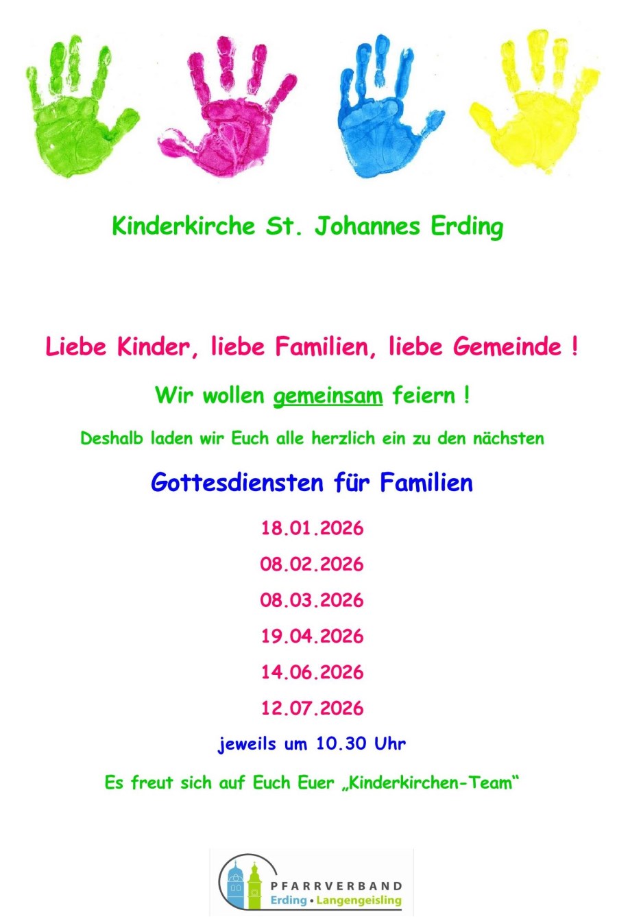 Kinderkirche St. Johannes Erding<br/>Gottesdienste für Familien