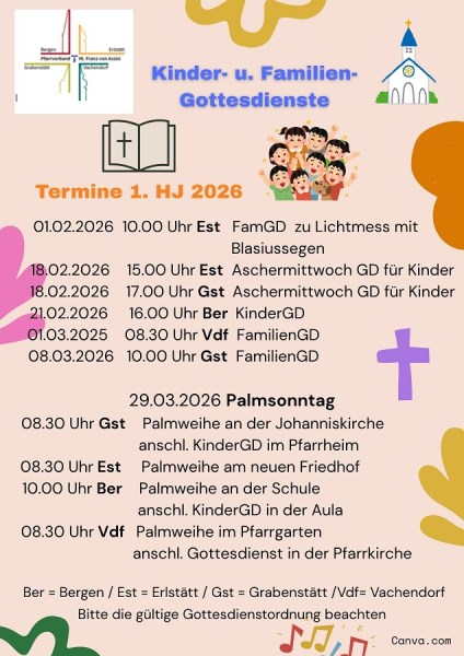 Kinder-und Familien Gottesdienste ab 01.02.2026