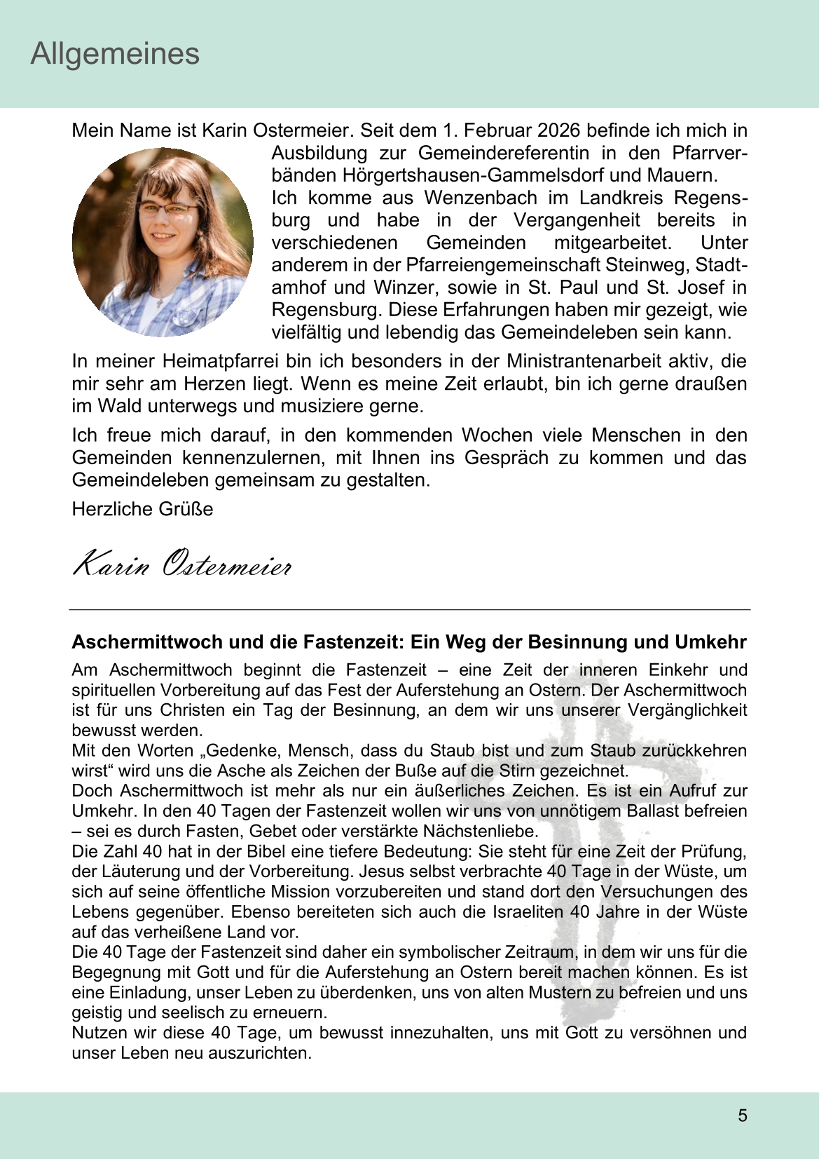 Pfarrblatt für die Pfarrverbände Hörgertshausen-Gammelsdorf und Mauern 02.Februar bis 01.März 2026 Seite 05