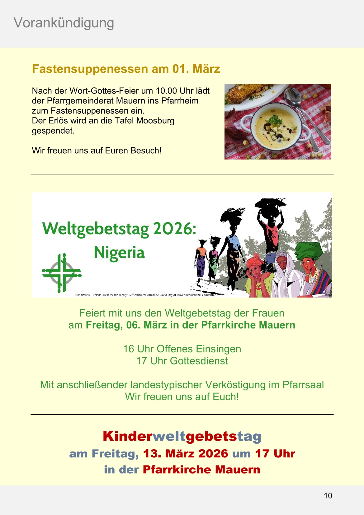 Pfarrblatt für die Pfarrverbände Hörgertshausen-Gammelsdorf und Mauern 02.Februar bis 01.März 2026 Seite 10