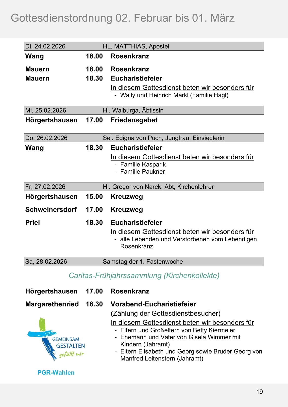 Pfarrblatt für die Pfarrverbände Hörgertshausen-Gammelsdorf und Mauern 02.Februar bis 01.März 2026 Seite 19