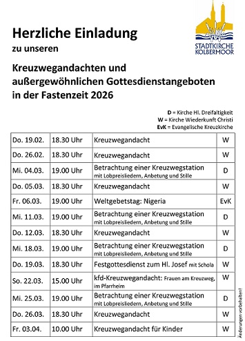 Kreuzwegandachten und Gottesdienste in der Fastenzeit