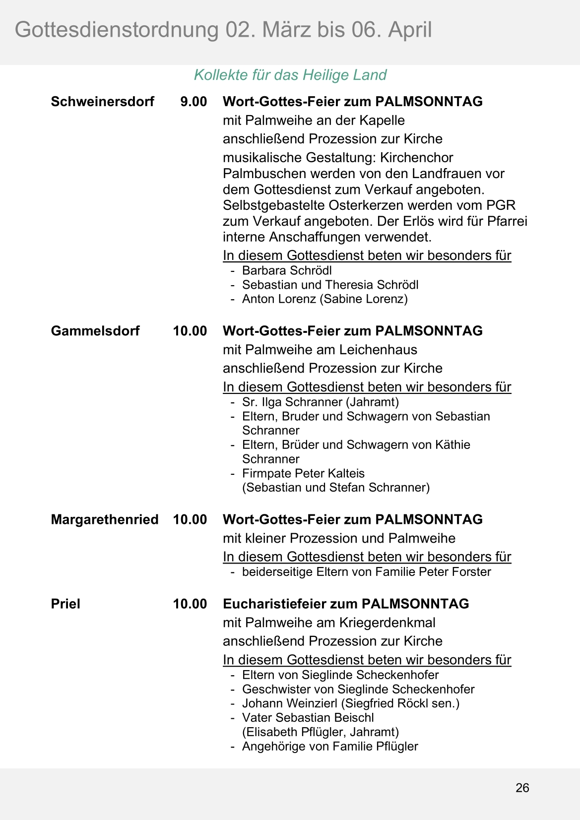 Pfarrblatt für die Pfarrverbände Hörgertshausen-Gammelsdorf und Mauern 02.März bis 06.April 2026 Seite 26