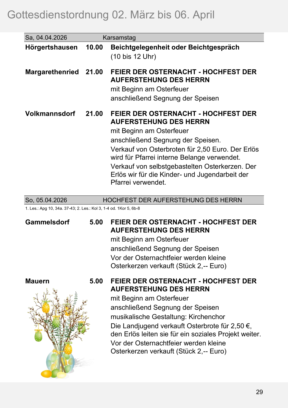 Pfarrblatt für die Pfarrverbände Hörgertshausen-Gammelsdorf und Mauern 02.März bis 06.April 2026 Seite 29