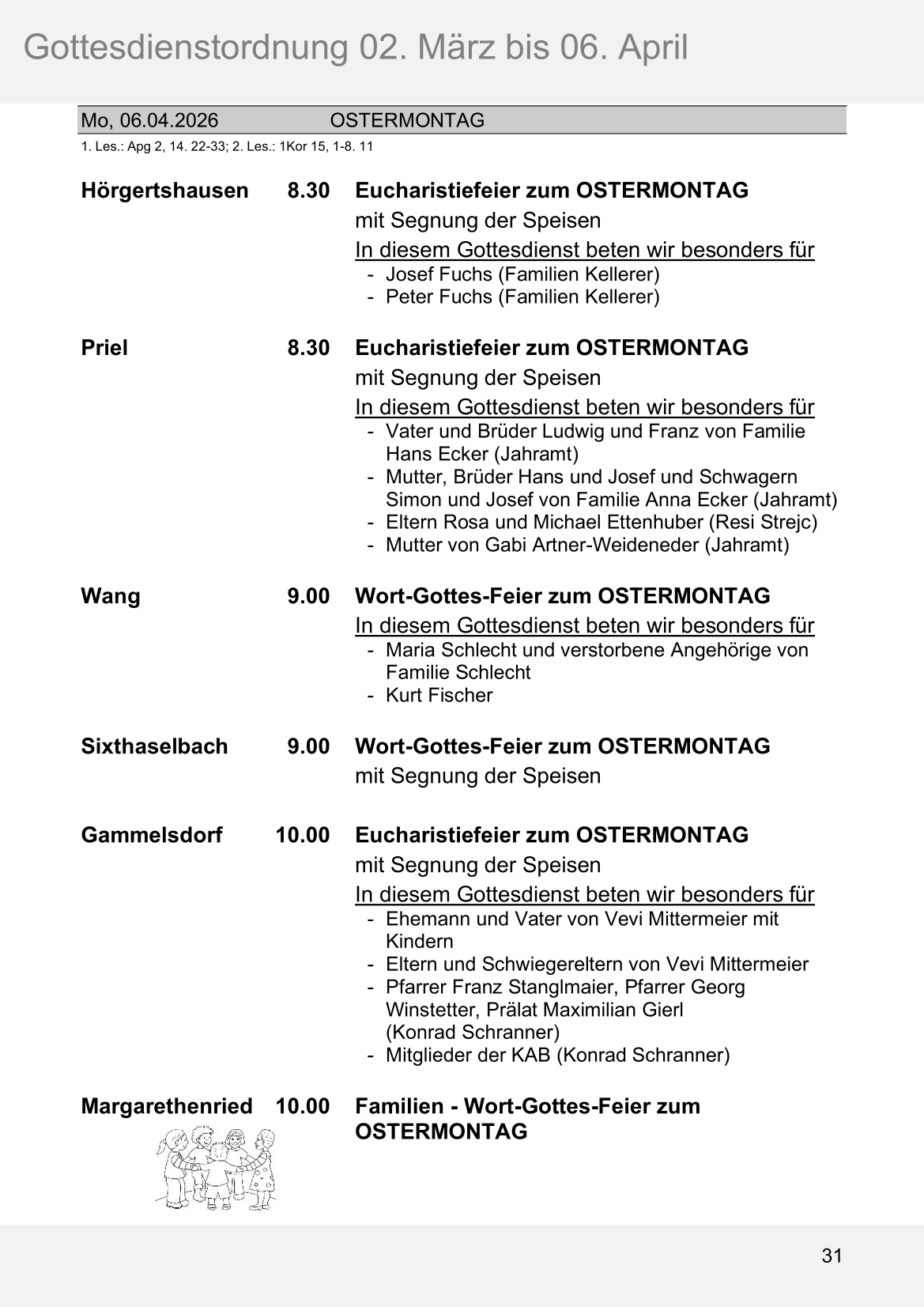 Pfarrblatt für die Pfarrverbände Hörgertshausen-Gammelsdorf und Mauern 02.März bis 06.April 2026 Seite 31