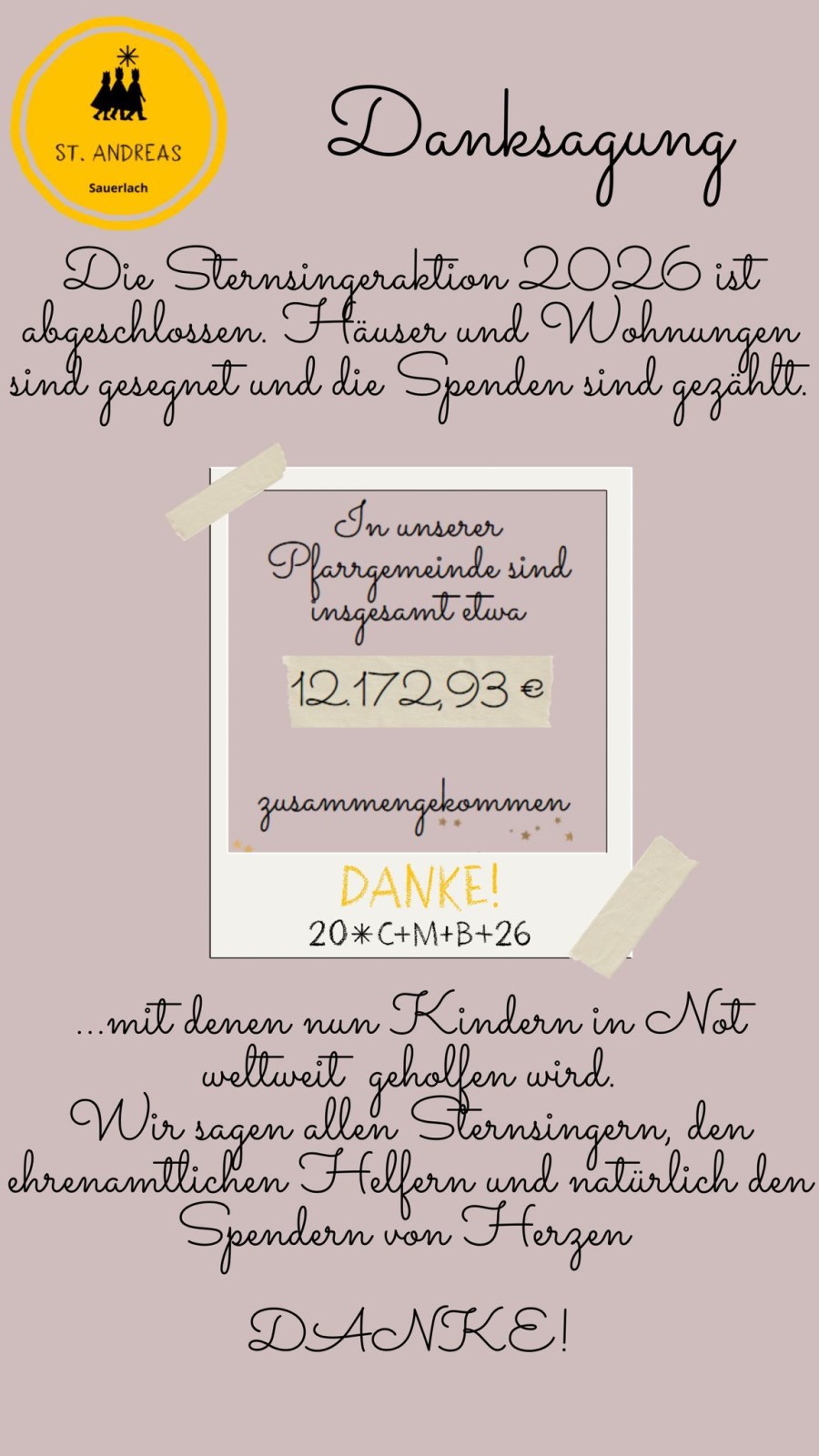 Sternsingerdanksagung