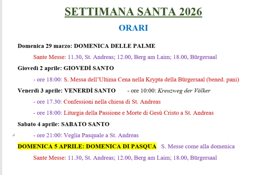 SETTIMANA SANTA 2026