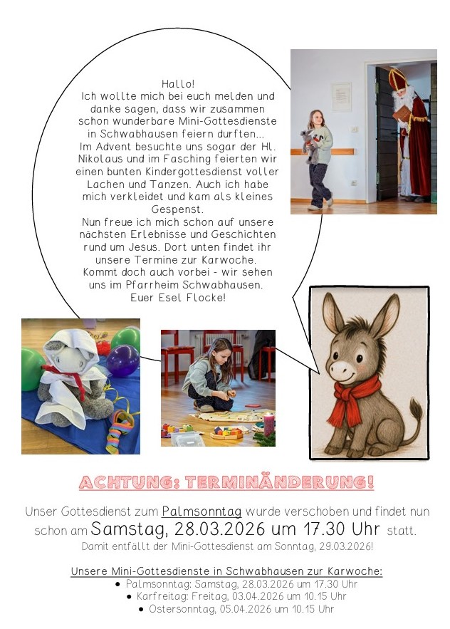 Kinder-Gottesdiensttermine Ostern 2026 Schwabhausen