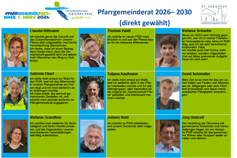 Plakat mit den direkt gewählten Kandidatinnen und Kandidaten PGR 2026