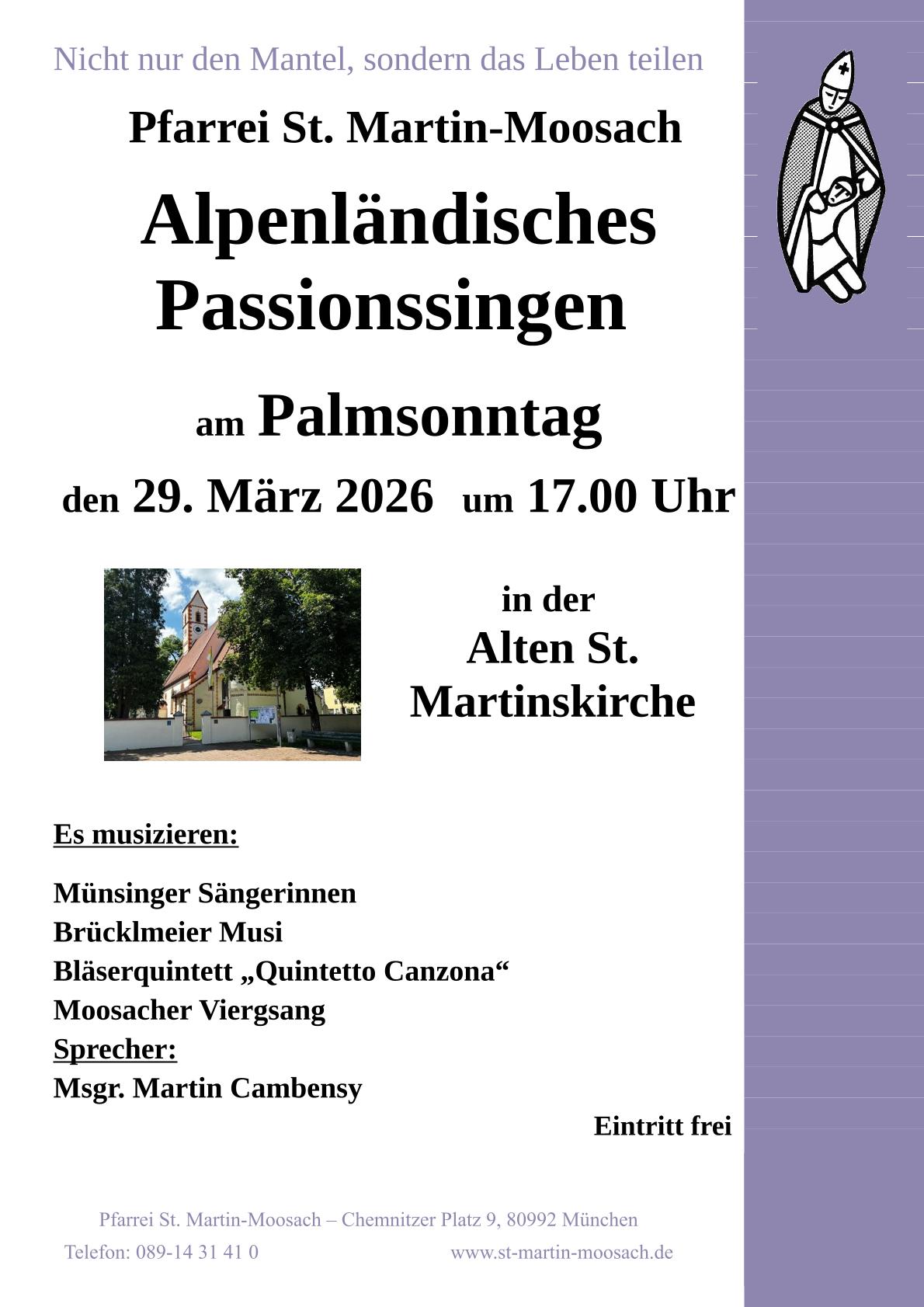 Plakat zum Alpenländischen Passionssingen