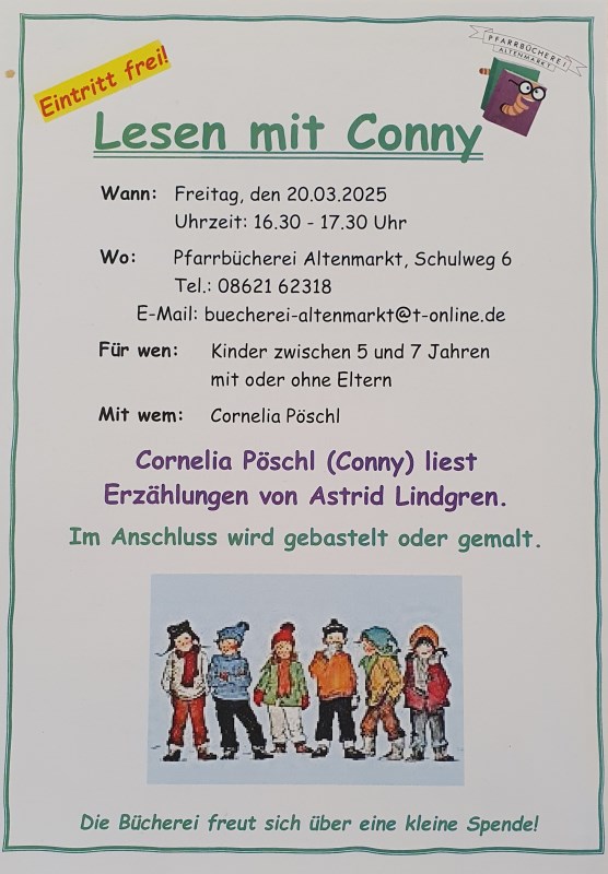 Plakat Lesen mit Conny - Geschichten von Astrid Lindgren