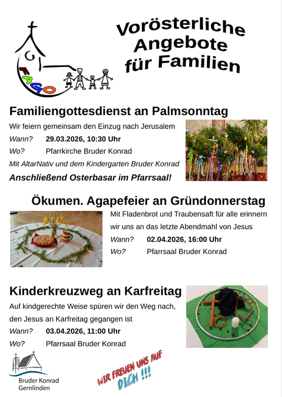 Ostern- Aktivitäten in der Pfarrei Bruder Konrad Gernlinden 2026