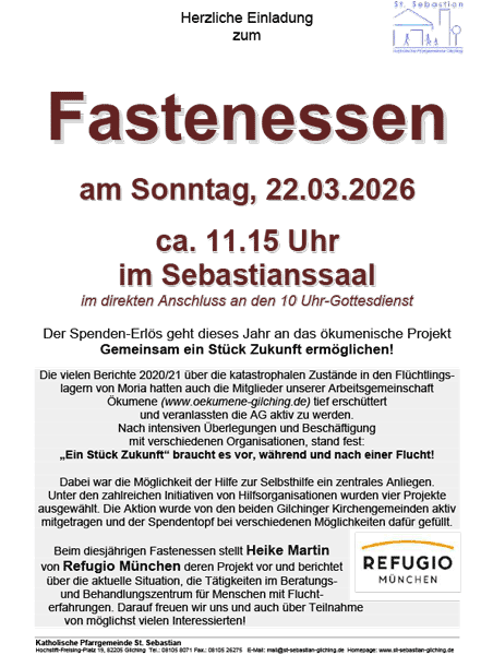 Einladung zum Fastenessen am 22.03.2026