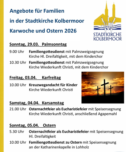 Einladung zu Familien- und Kindergottesdienst Karwoche und Ostern