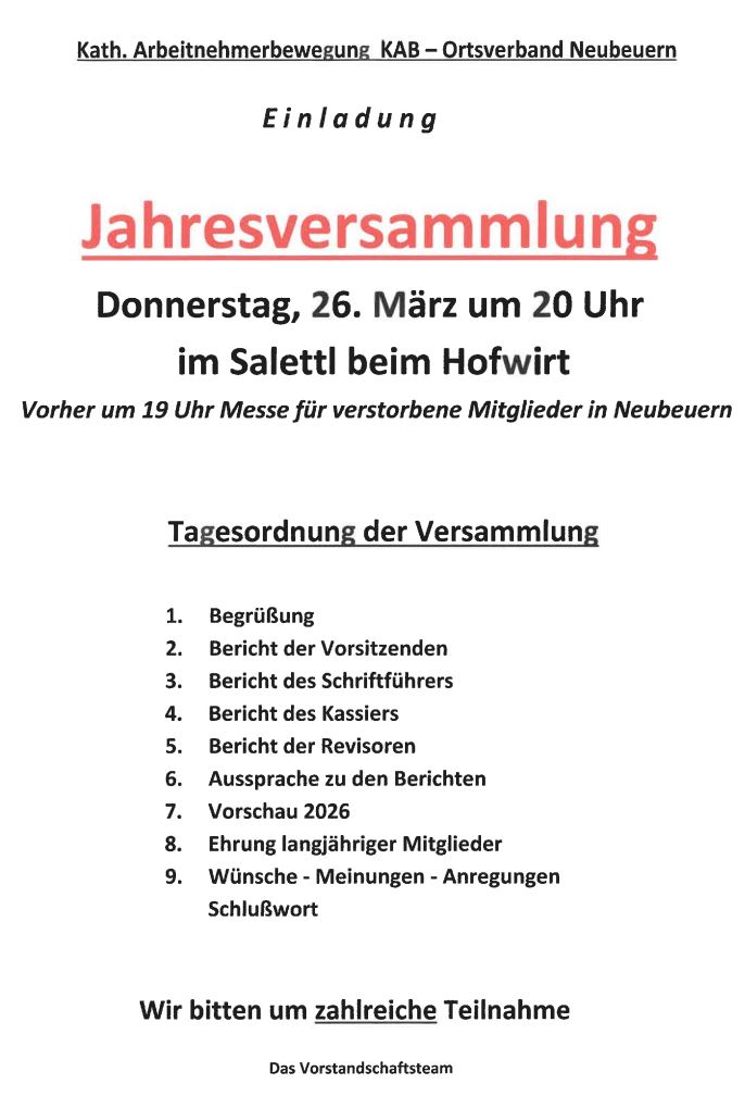 Jahresversammlung KAB