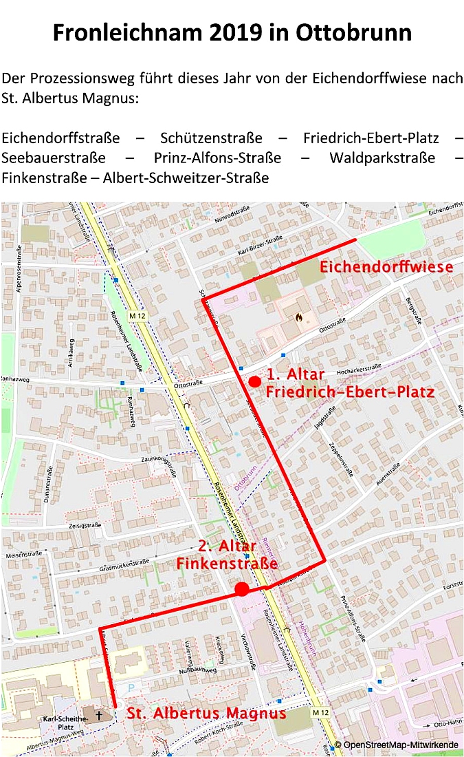 Fronleichnam 2019 - Prozessionsweg nach AM