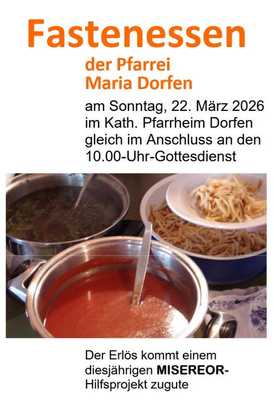 Einladung Fastenessen am 22. März