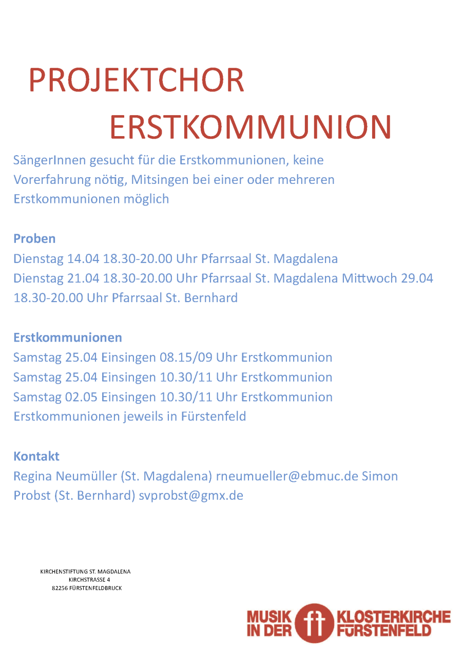 Projektchor Erstkommunion