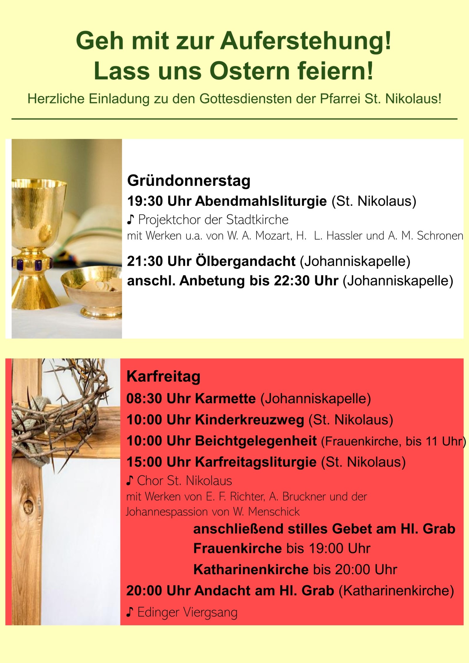 Übersicht Ostergottesdienste St. Nikolaus