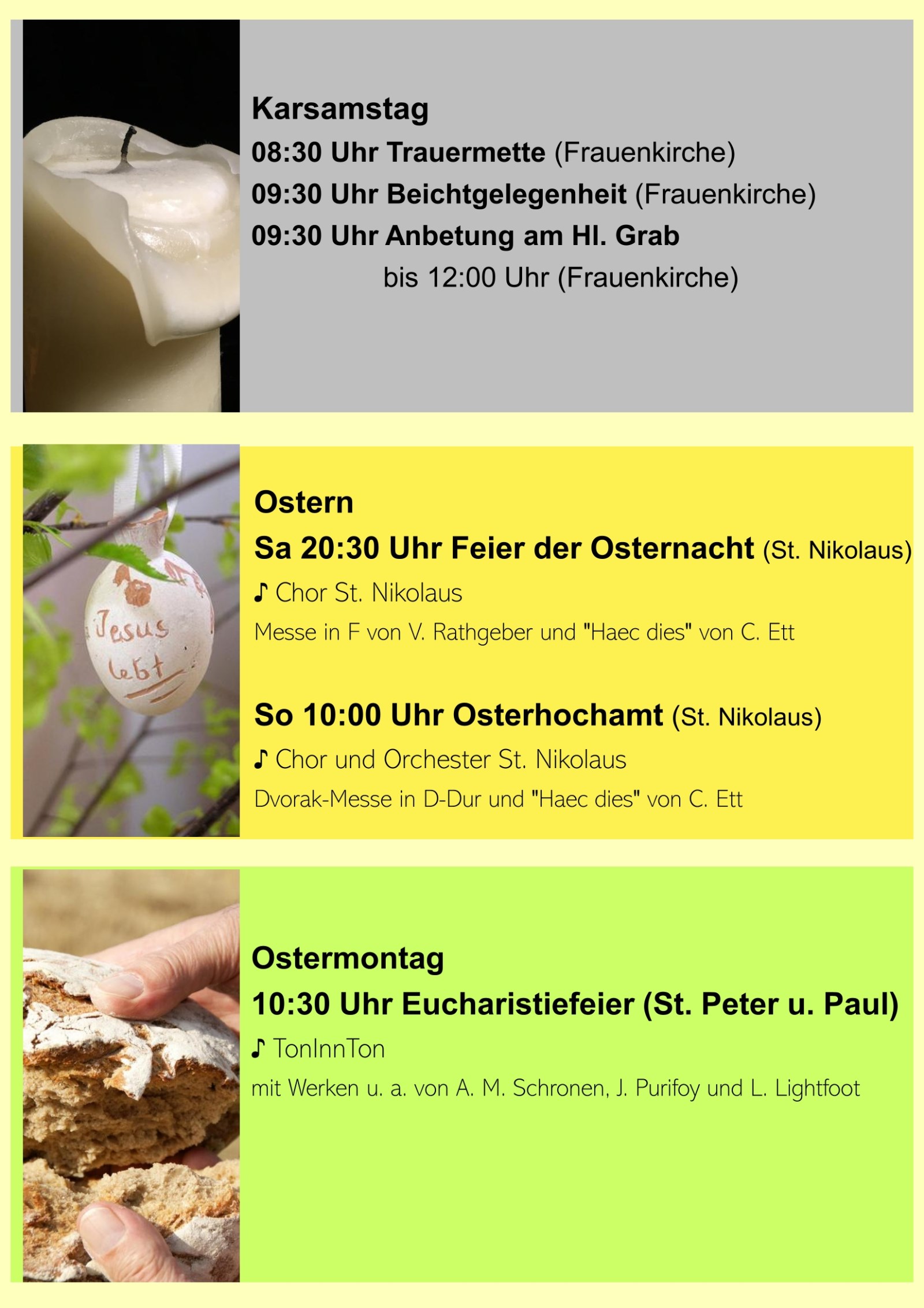 Übersicht Ostergottesdienste St. Nikolaus