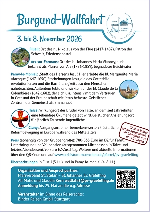 Einladungspülakat Burgundwallfahrt