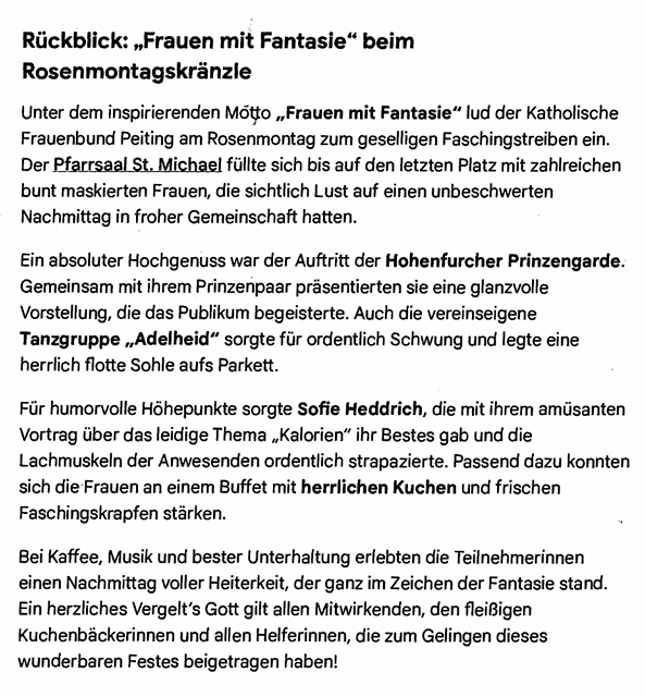 Text zum Rosenmontag Bericht 2026
