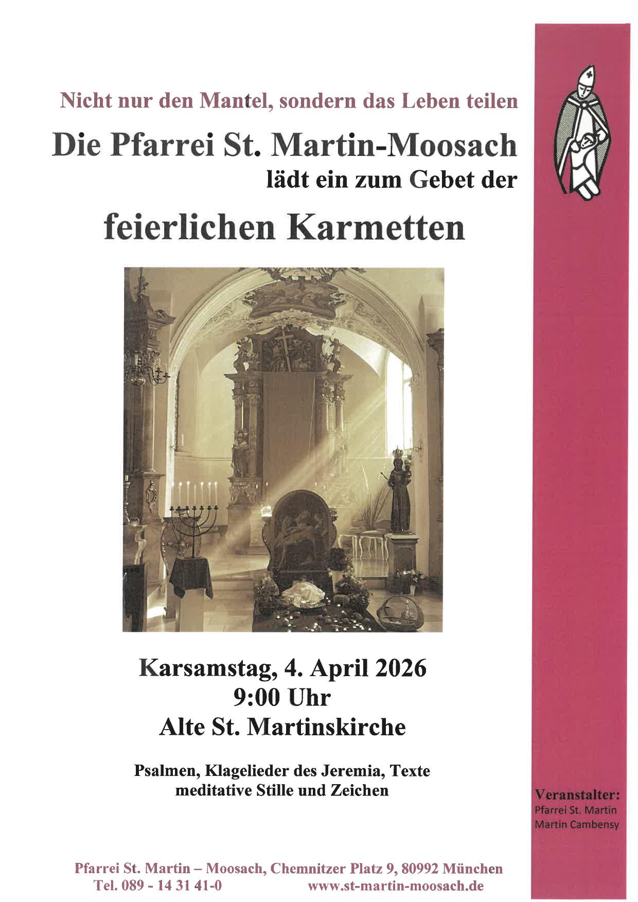 Plakat zur Karmette in St. Martin am 04.04.2026