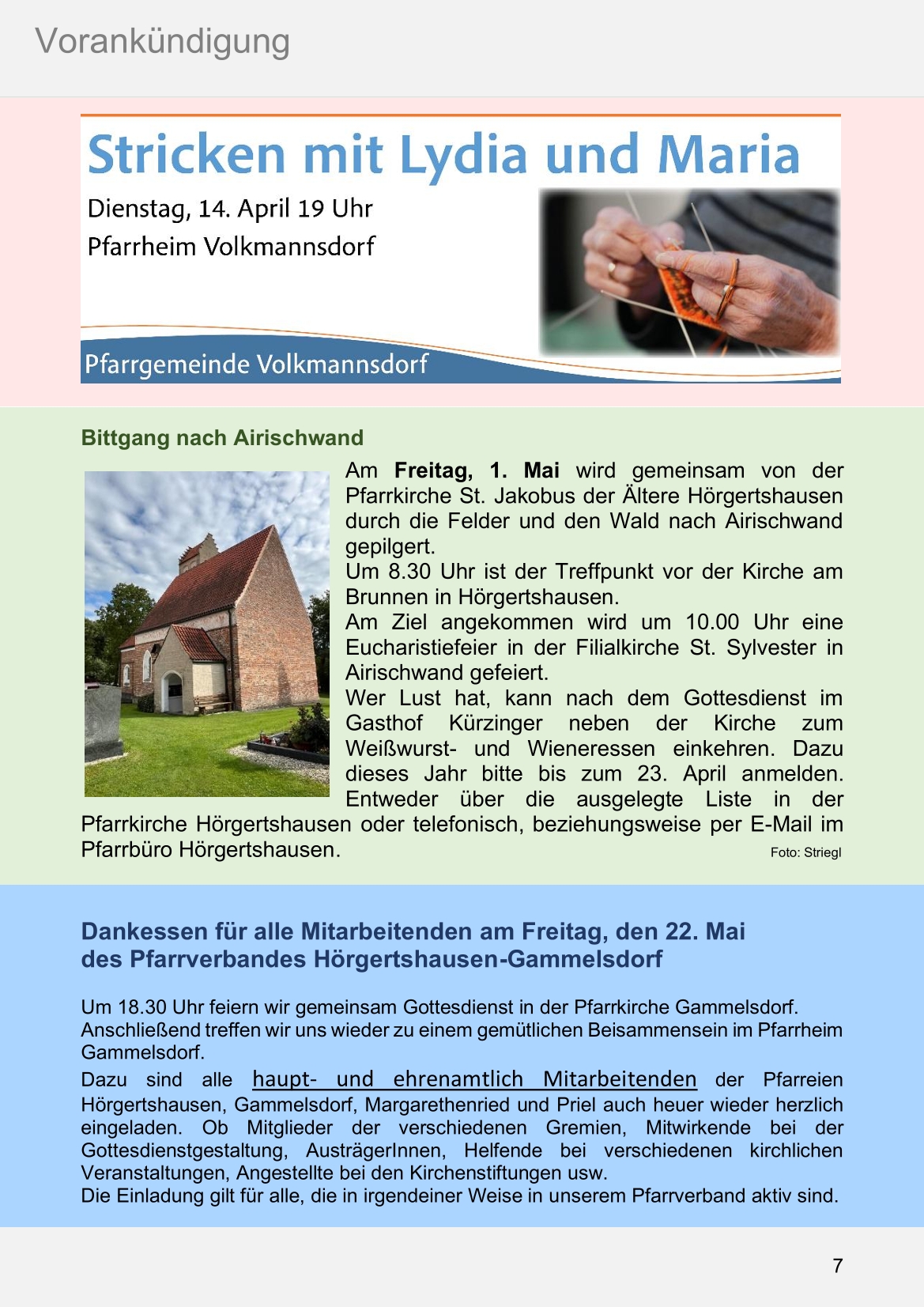 Pfarrblatt für die Pfarrverbände Hörgertshausen-Gammelsdorf und Mauern 04.April bis 03.Mai 2026 Seite 07