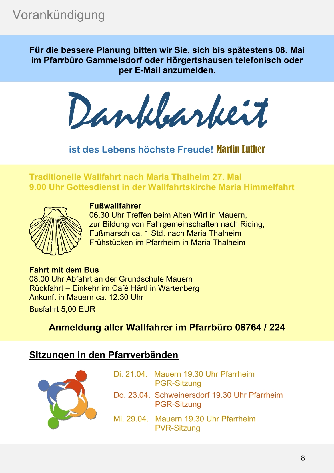 Pfarrblatt für die Pfarrverbände Hörgertshausen-Gammelsdorf und Mauern 04.April bis 03.Mai 2026 Seite 08