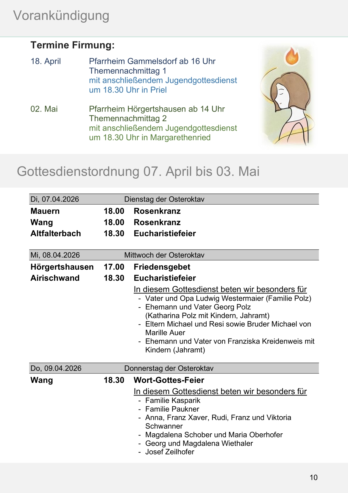 Pfarrblatt für die Pfarrverbände Hörgertshausen-Gammelsdorf und Mauern 04.April bis 03.Mai 2026 Seite 10