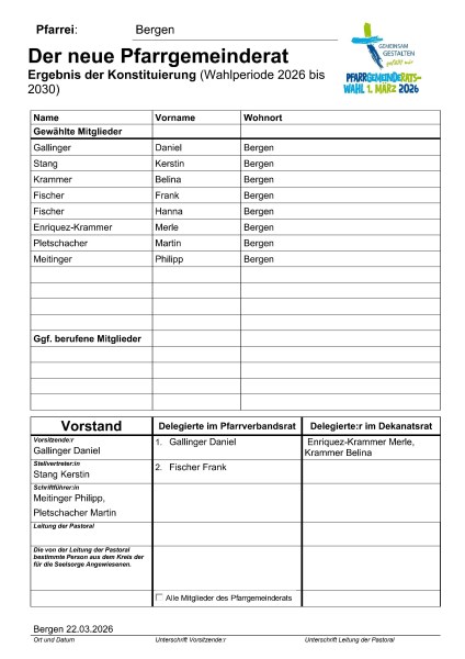 PGR Ergebnis Konstituierung Bergen