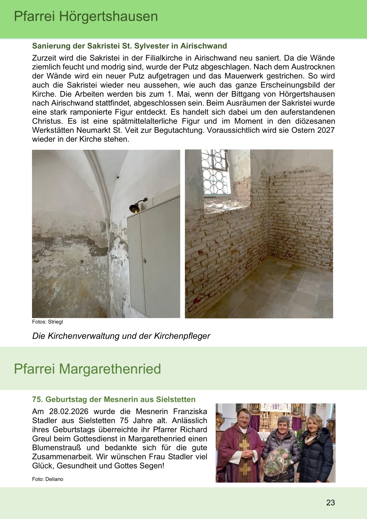 Pfarrblatt für die Pfarrverbände Hörgertshausen-Gammelsdorf und Mauern 04.April bis 03.Mai 2026 Seite 23