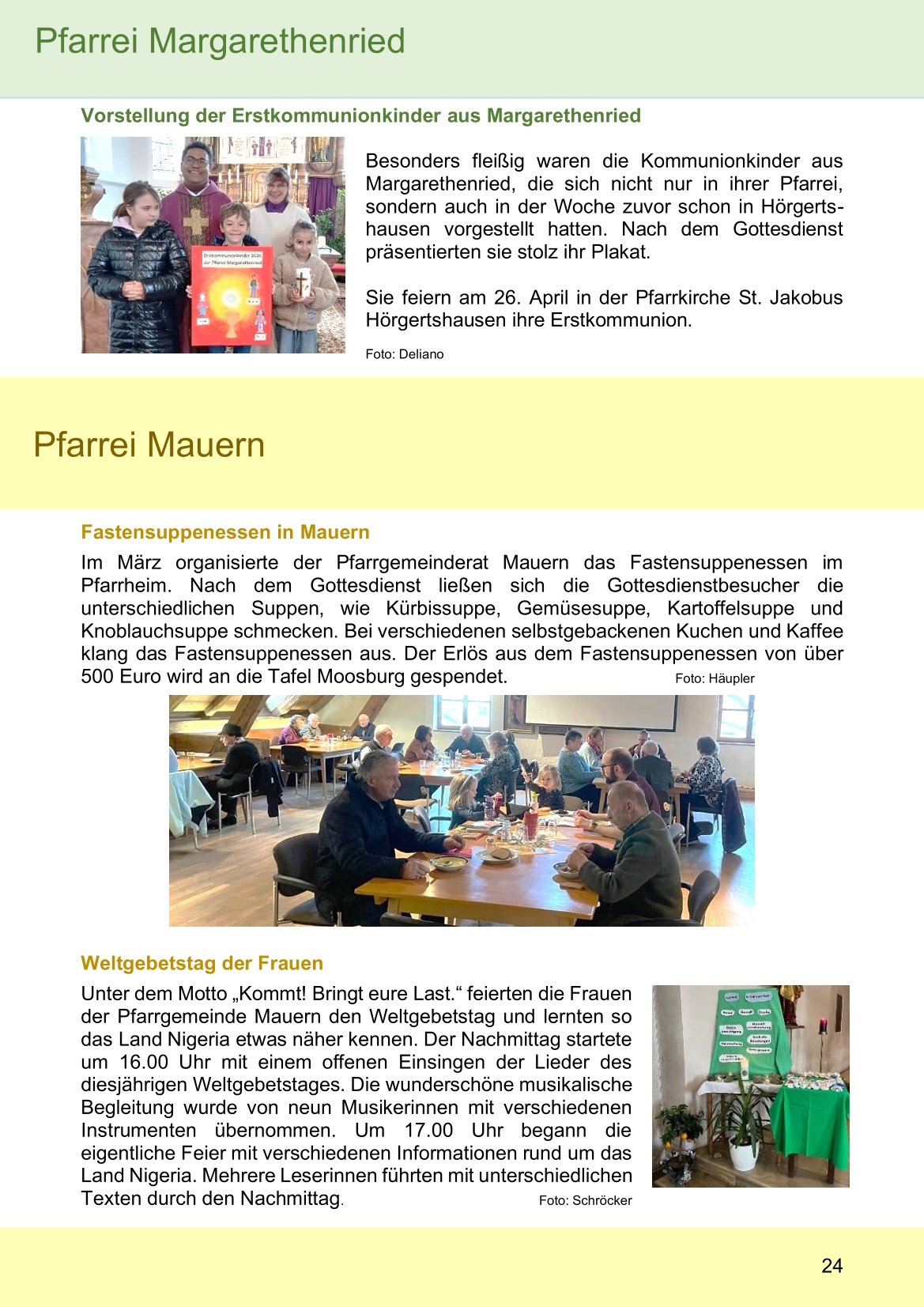 Pfarrblatt für die Pfarrverbände Hörgertshausen-Gammelsdorf und Mauern 04.April bis 03.Mai 2026 Seite 24