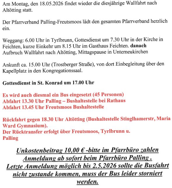 Pfarrwallfahrt nach Altötting