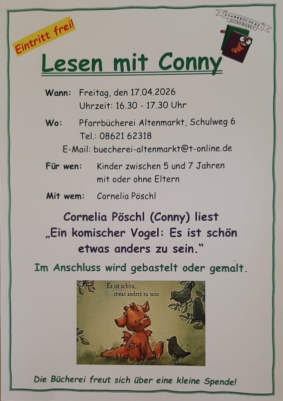 Plakat Lesen mit Conny im April