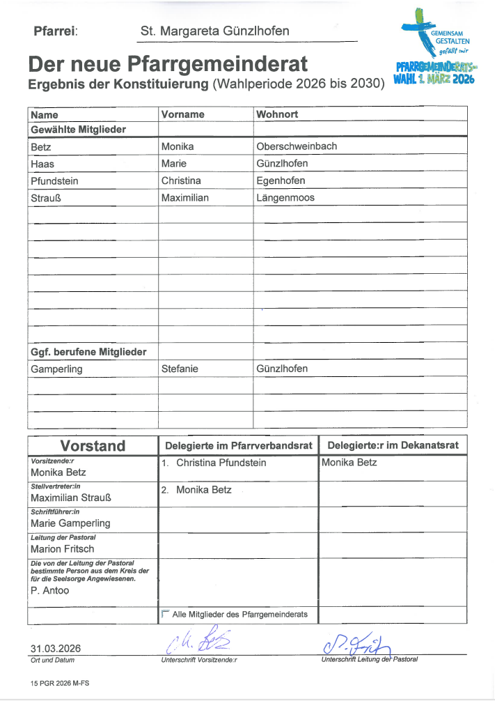 Ergebnis, Konstitiuerung, PGR, Günzlhofen