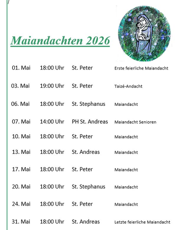 Maiandachten 2026
