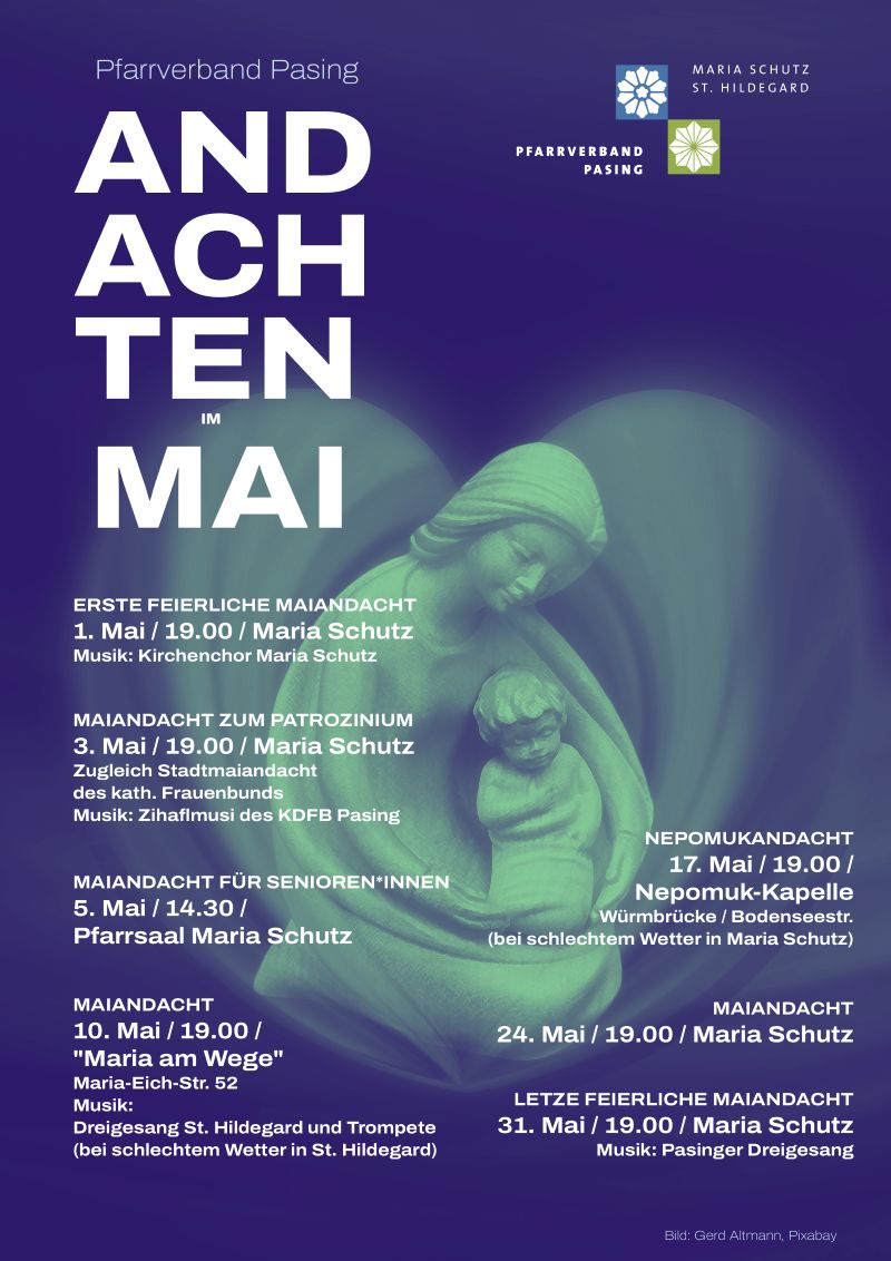 Maria mit Kind, Text nebenstehend