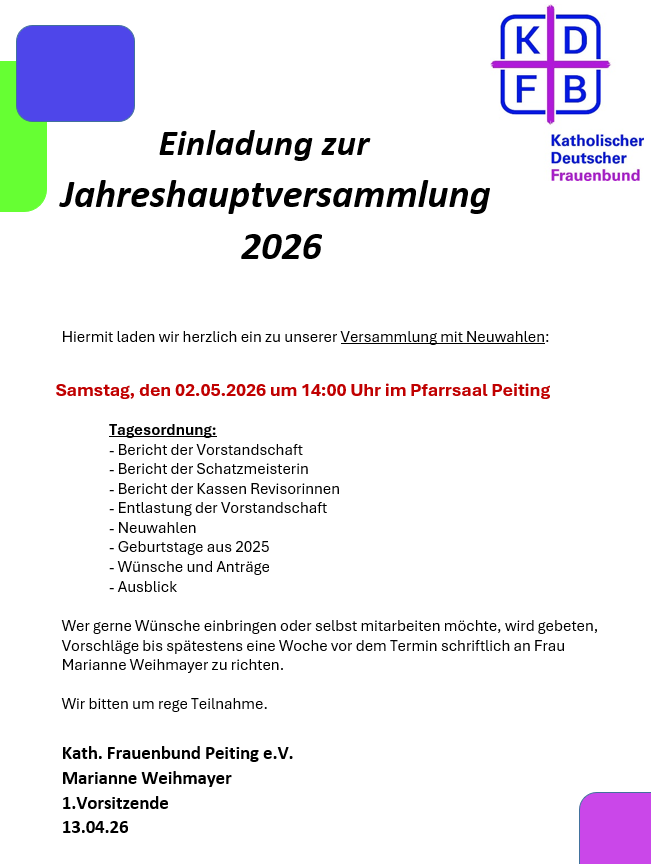 Jahreshauptversammlung 2026