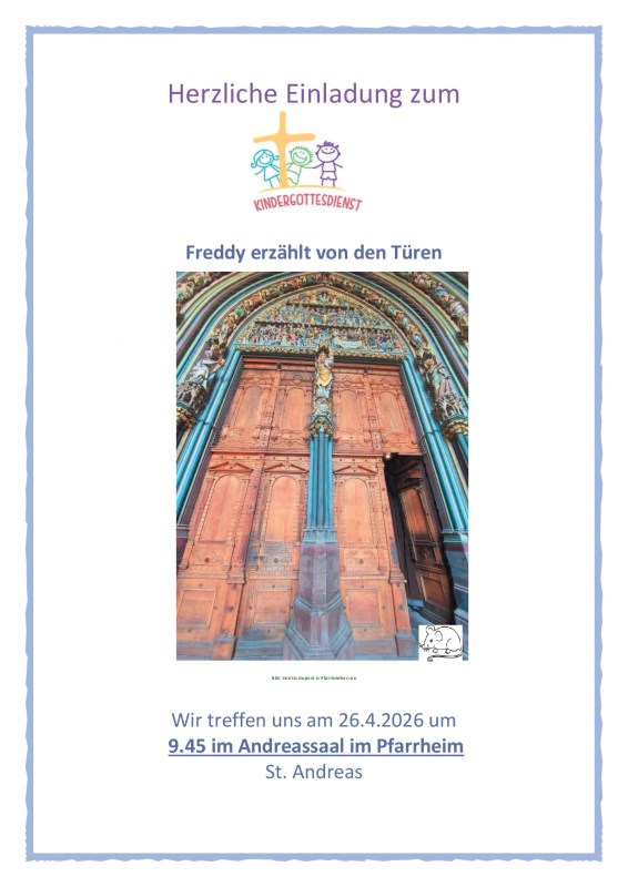 26.04.2026  Freddy erzählt von Türen Herzliche Einladung zum Kigo