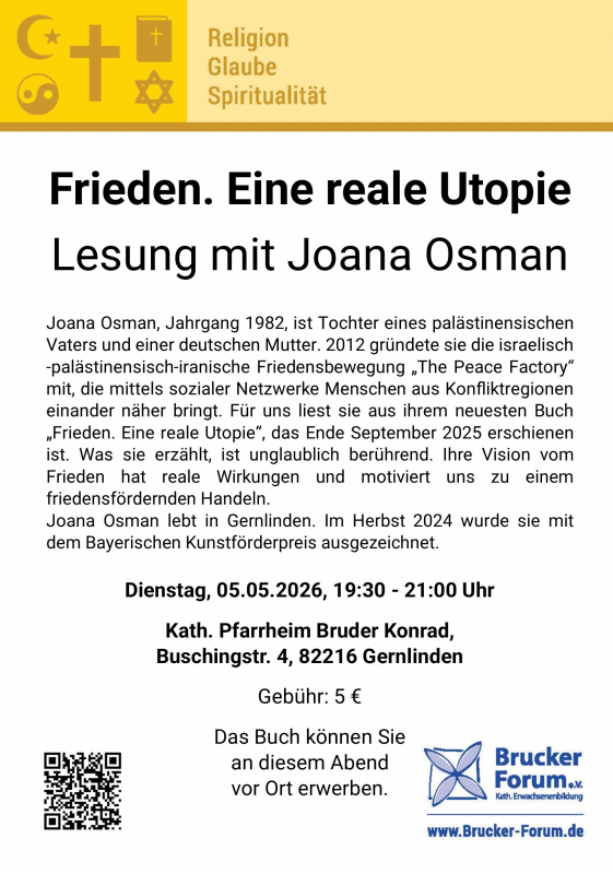 Lesung Joana Osmana, Dienstag 05.05.26 Kath. Pfarrheim Bruder Konrad Gernlinden