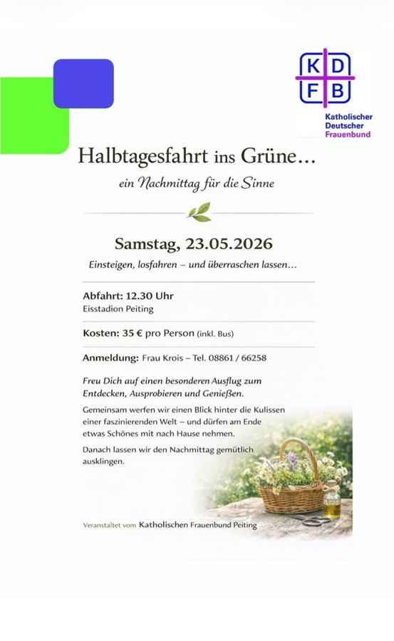 Halbtagesfahrt ins Grüne Mai 2026