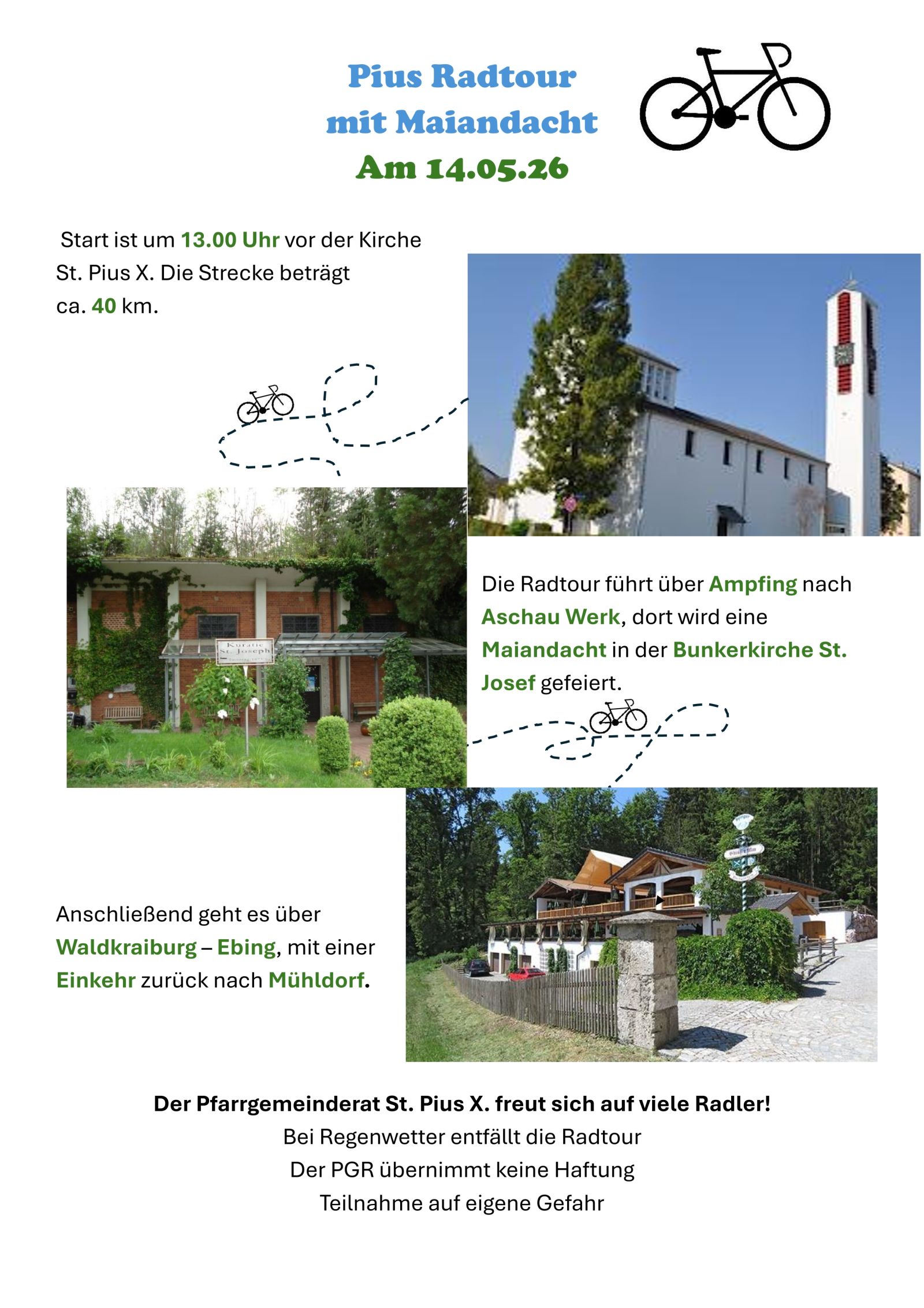 Pius Radtour mit Maiandacht am 14.05.2026 um 13 Uhr