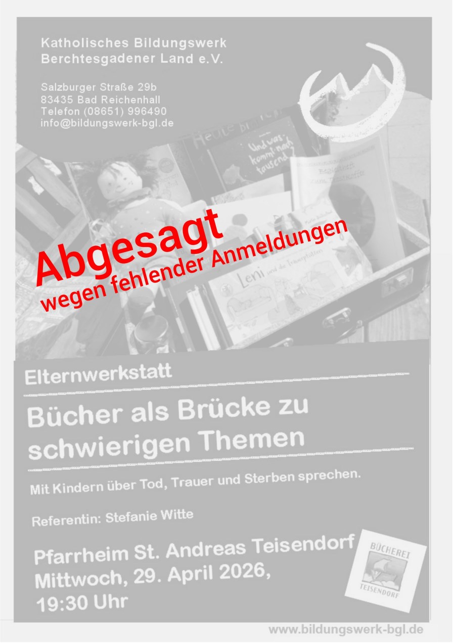 Absage Elternwerkstatt