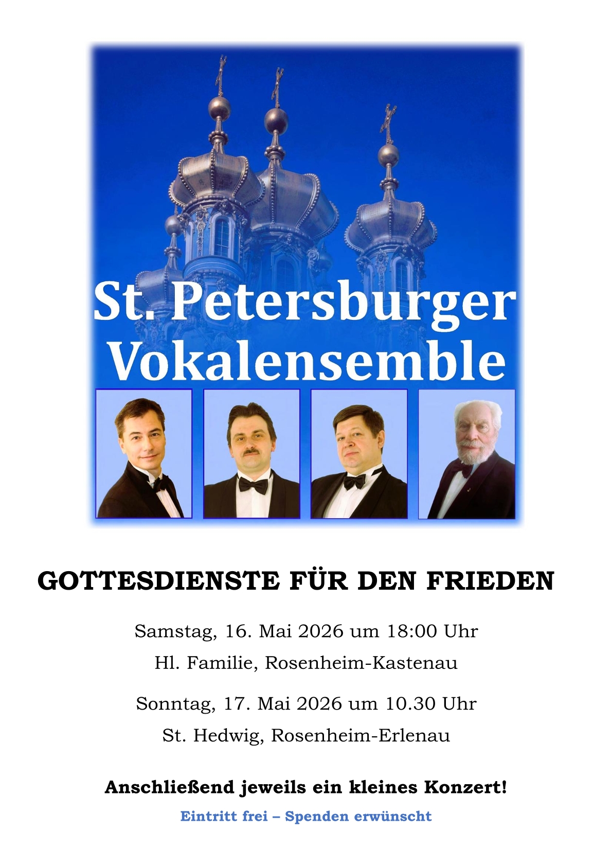 Gottesdienste und Konzerte für den Frieden Mai 2026