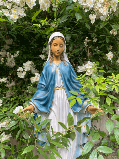 Maria Statue im Gruenen