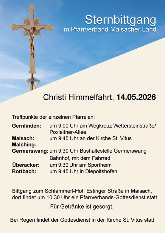 Sternbittgang Plakat 2026 für den Pfarrverband Maisacher land
