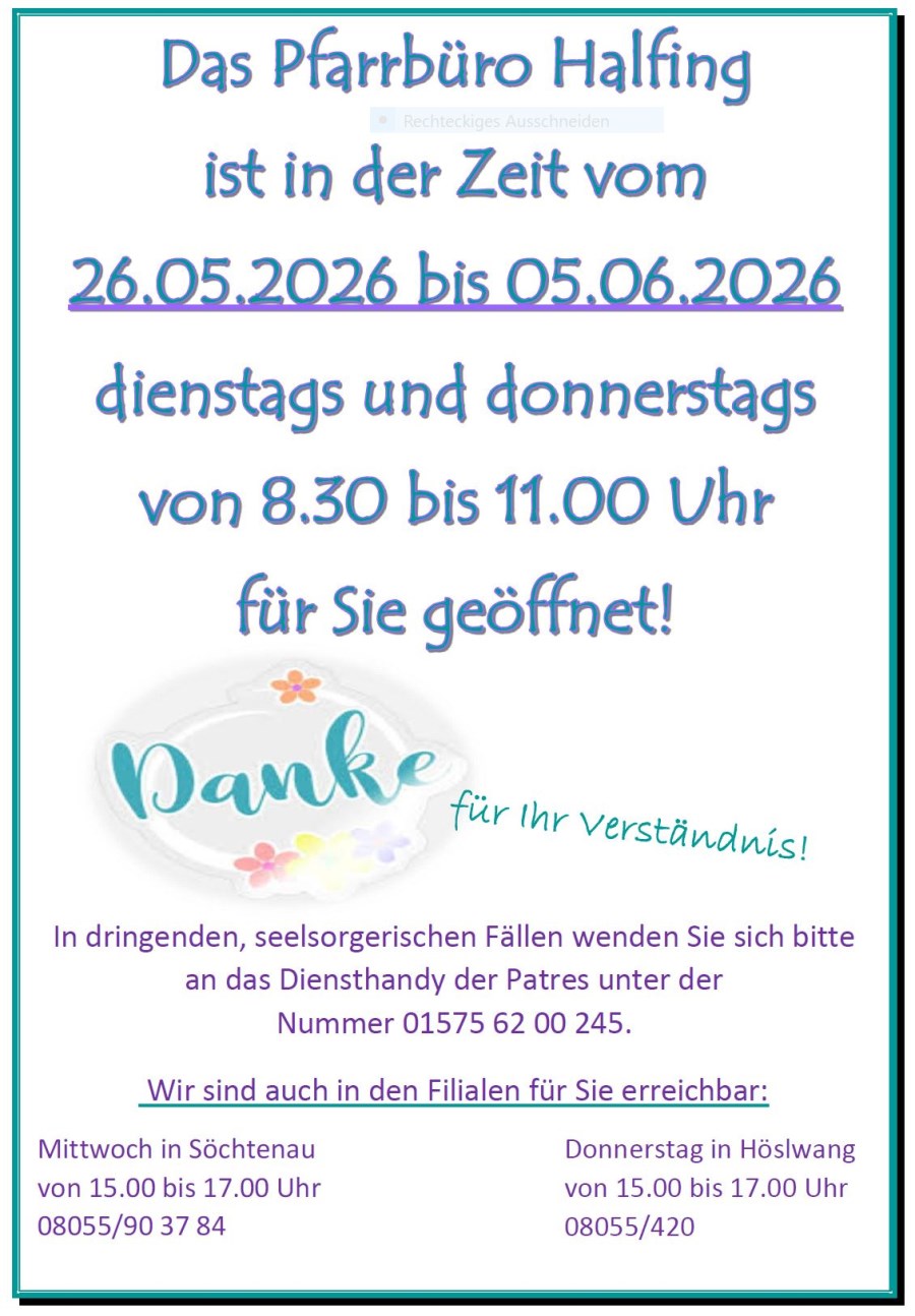 Ferienzeiten 25.05-05.06