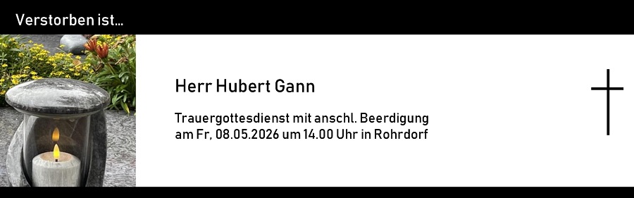 Traueranzeige Gann Hubert